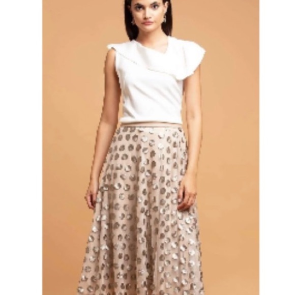 Anthropology Eva Franco Payette Skirt Gold Dot on Champagne Size 8 - Picture 3 of 9